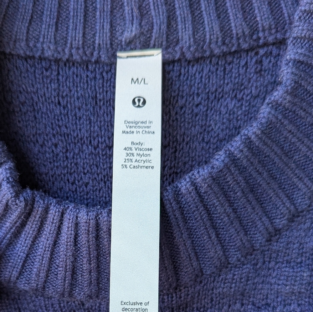 Lululemon Texture Play Crew Sweater Night Sea Blue Purple Size M/L - Picture 2 of 6
